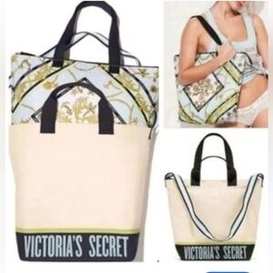 NWT Victoria's Secret 3 PC Tote, Cooler Tote & Rolled picnic Blanket With Handle